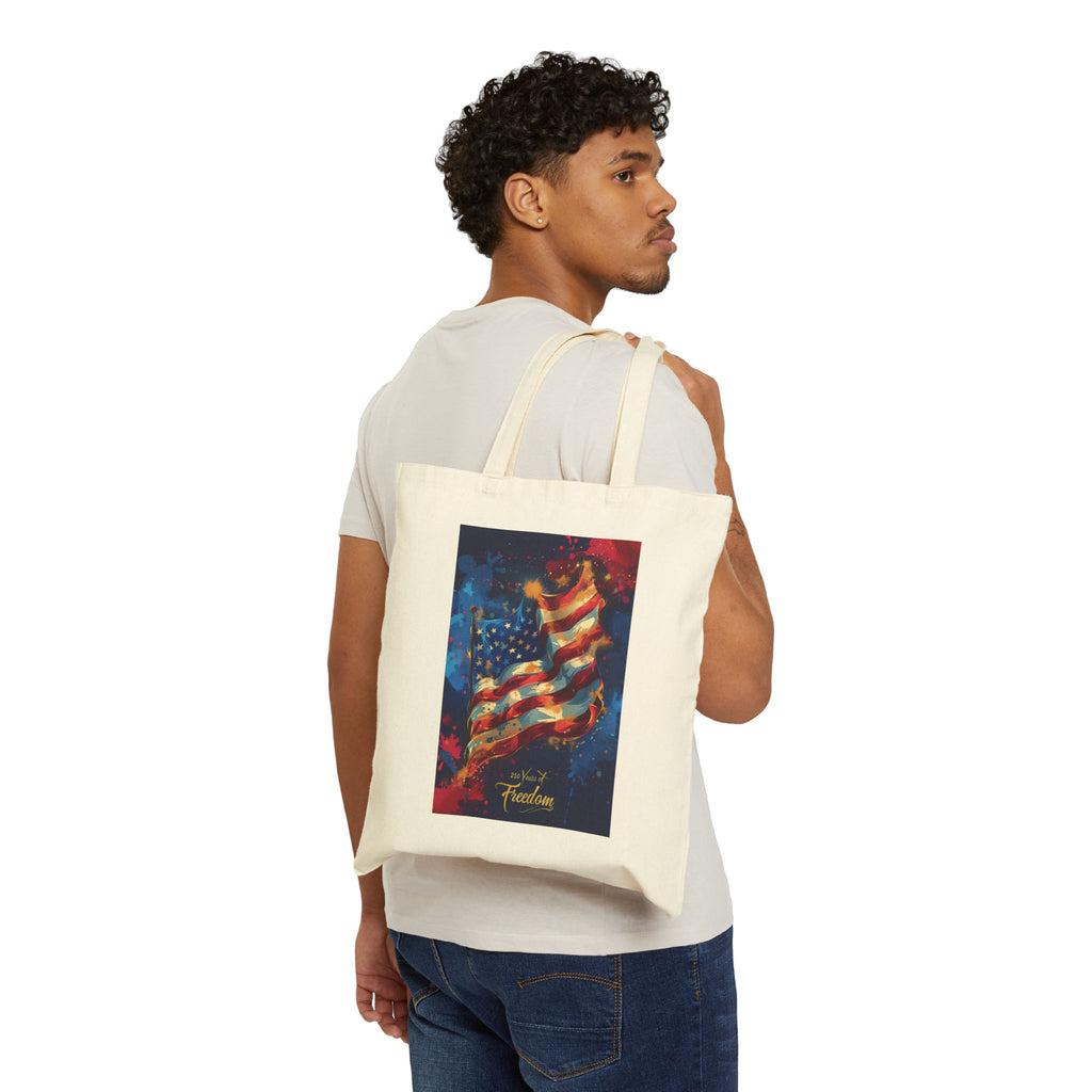 Patriotic Cotton Canvas Tote Bag, Eagle Design, Celebrate America 250, Eco-Friendly Shopping Bag, Gift for USA Lover, 4th of July, [...]