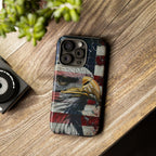 American Flag Bald Eagle phone case | Patriotic iPhone cover, cracked vintage flag design - 250 USA Celebration