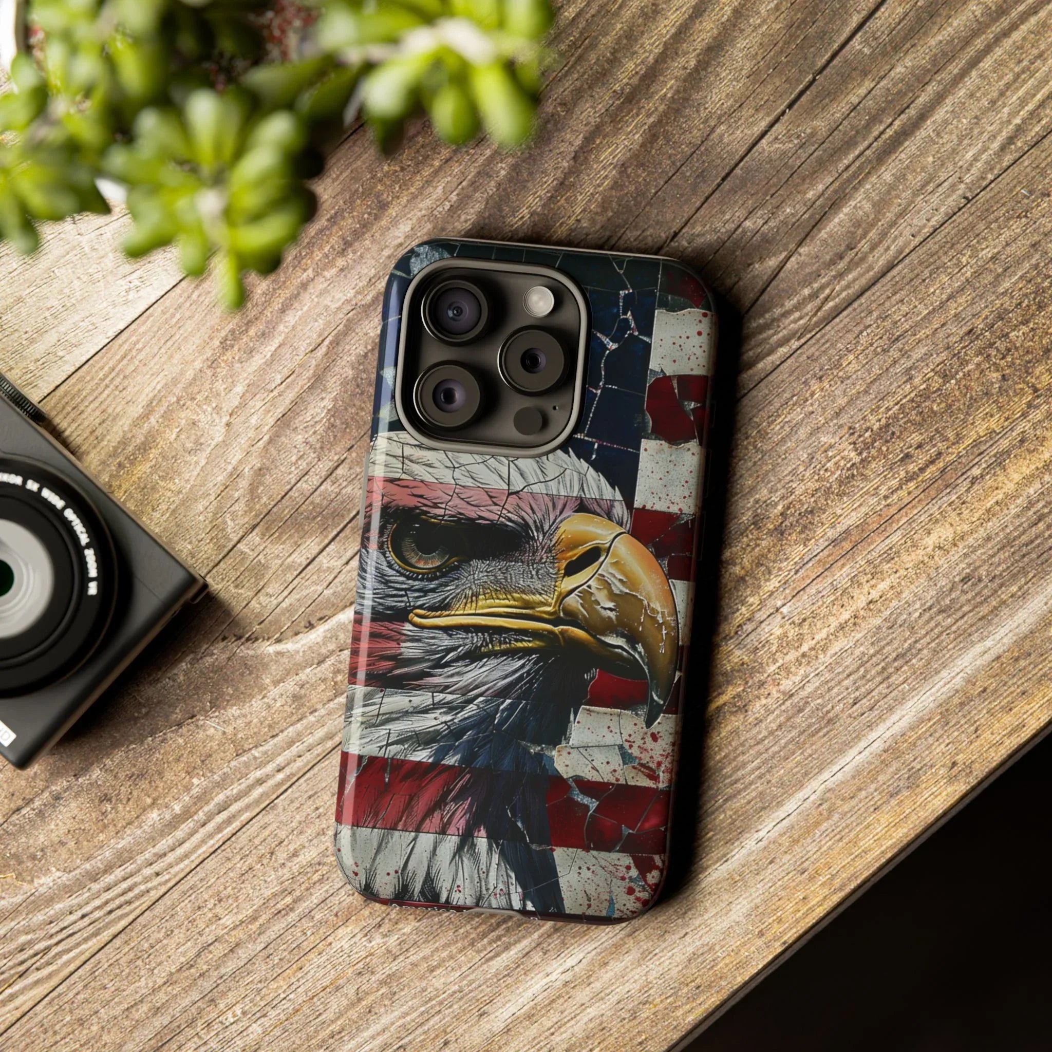American Flag Bald Eagle phone case | Patriotic iPhone cover, cracked vintage flag design - 250 USA Celebration