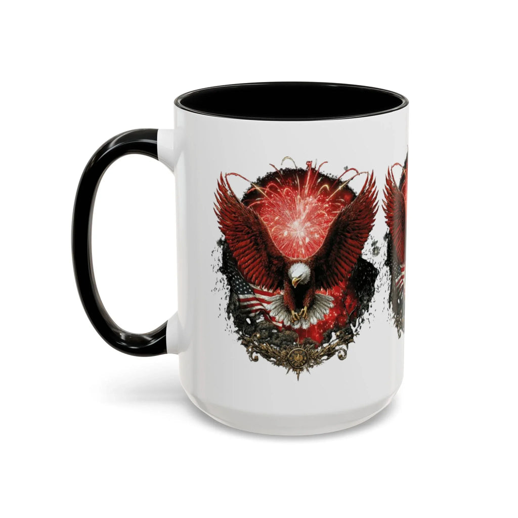 Red Eagle Emblem Accent Coffee Mug | Patriotic Eagle Design - 250 USA Celebration
