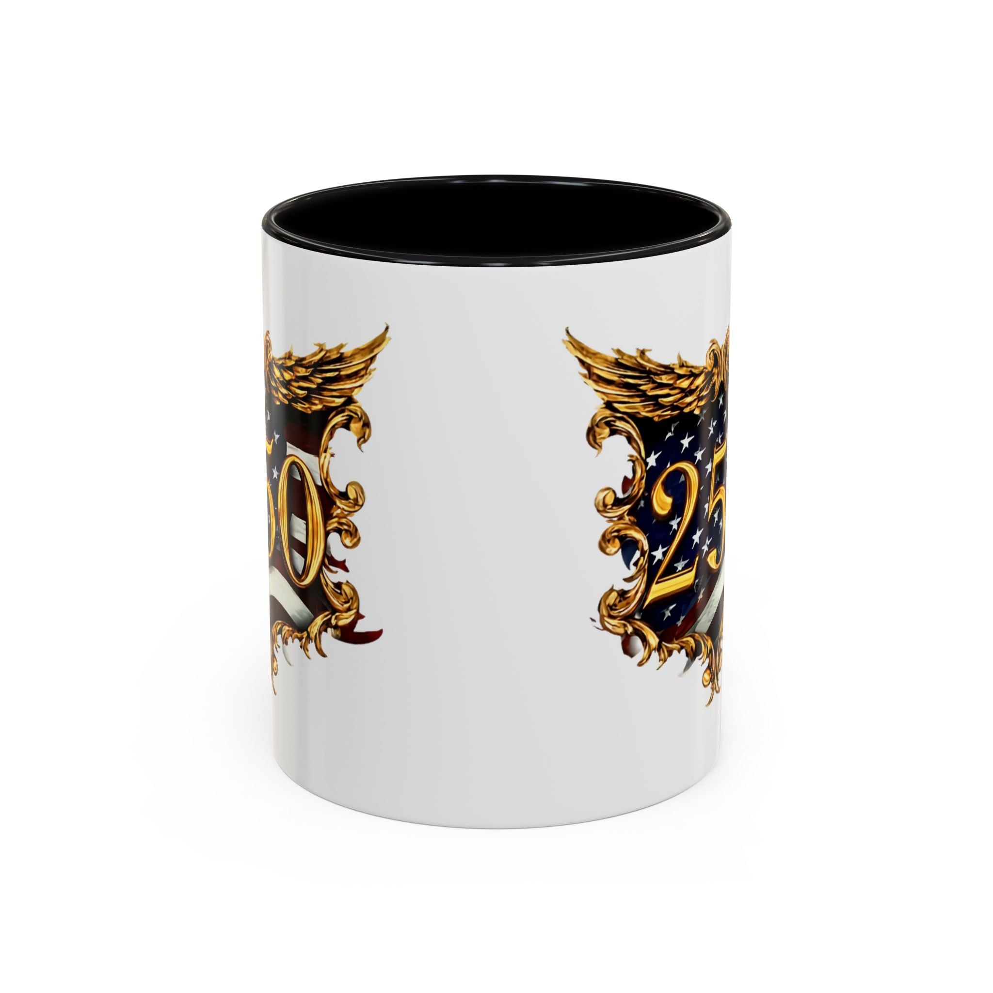 25th Anniversary American Flag Crest Accent Coffee Mug (11/15oz)