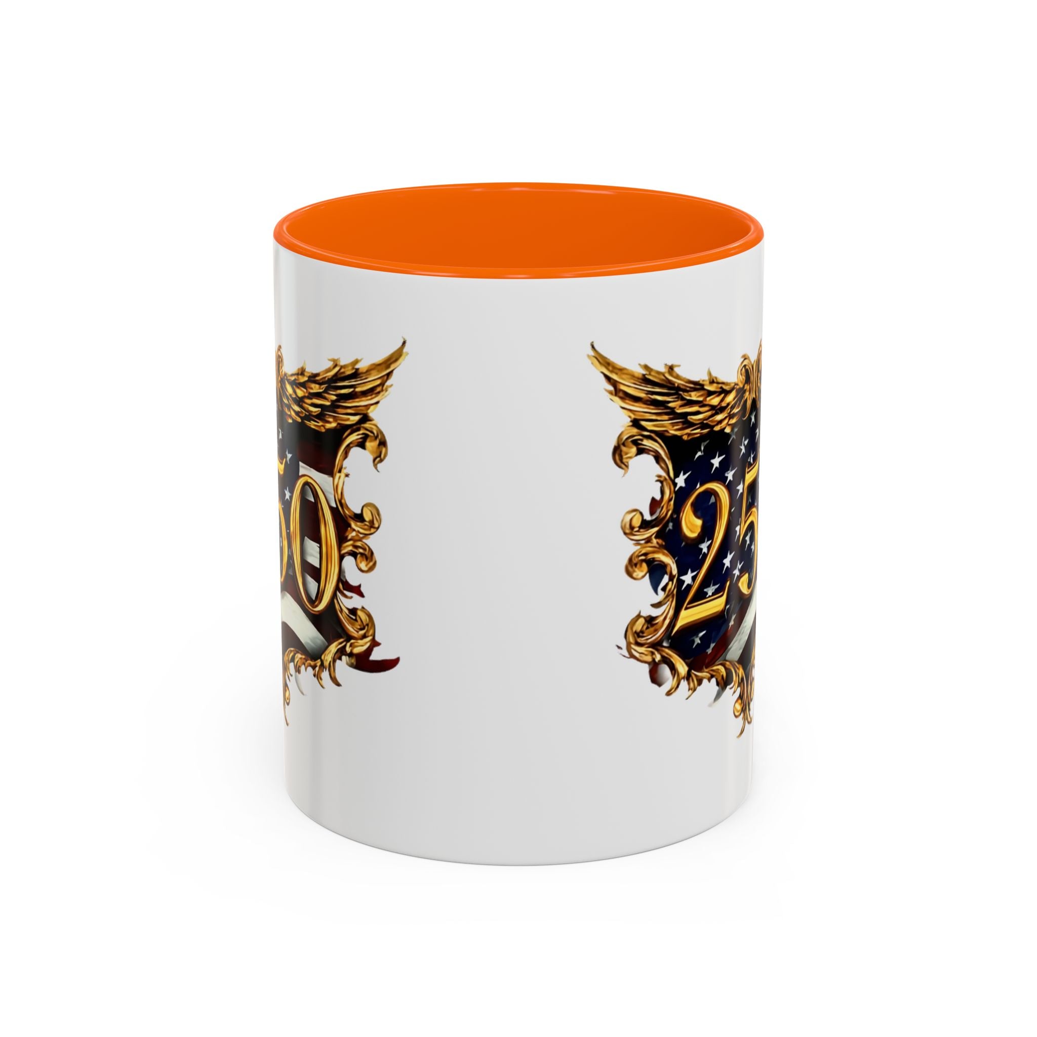 25th Anniversary American Flag Crest Accent Coffee Mug (11/15oz)