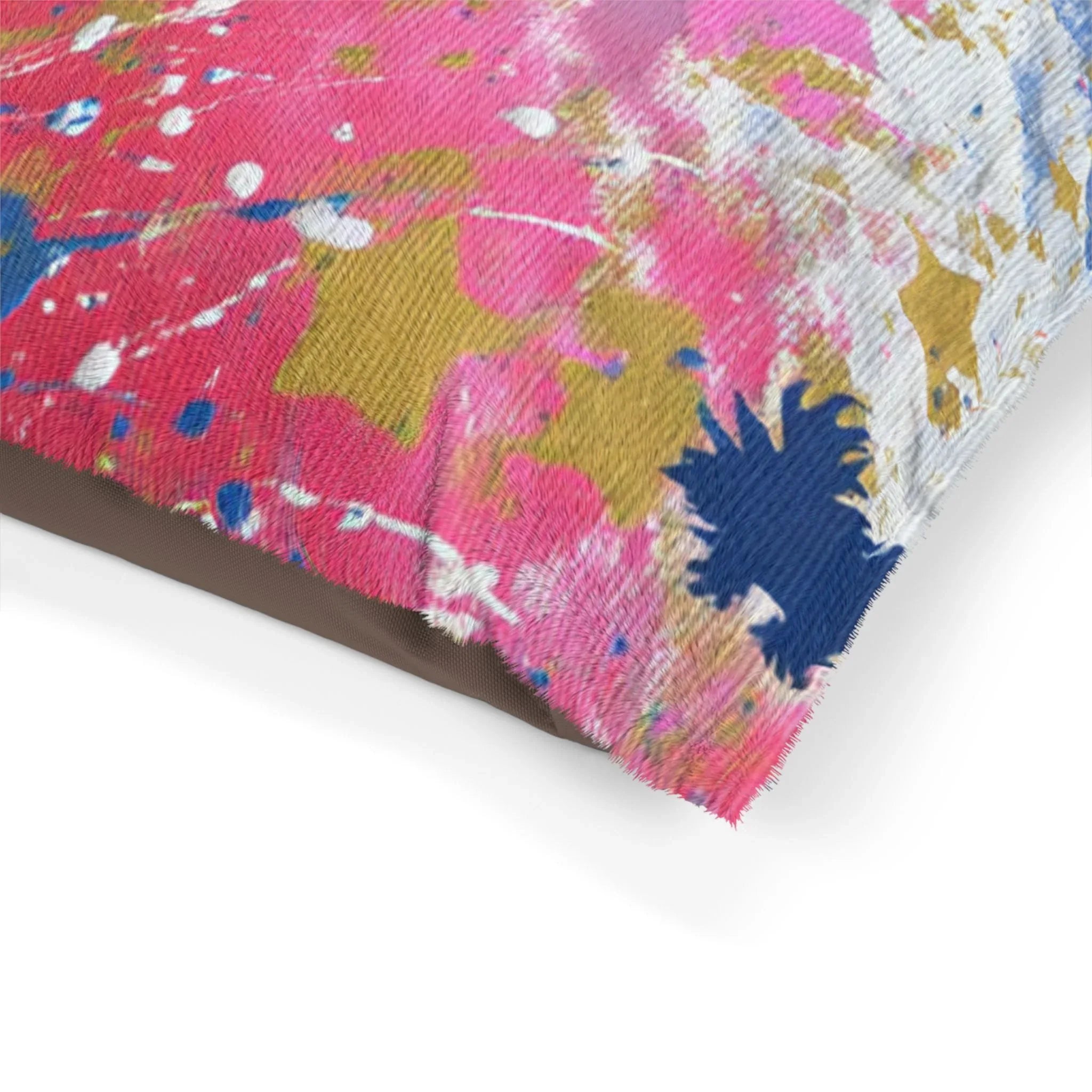 Gold Star Splash Pet Bed | Abstract Pink Blue Paint Splatter - 250 USA Celebration