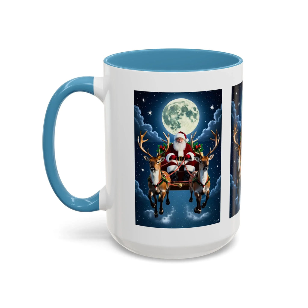 Santa Sleigh with Reindeer Coffee Mug | Christmas Moon Accent Mug - 250 USA Celebration