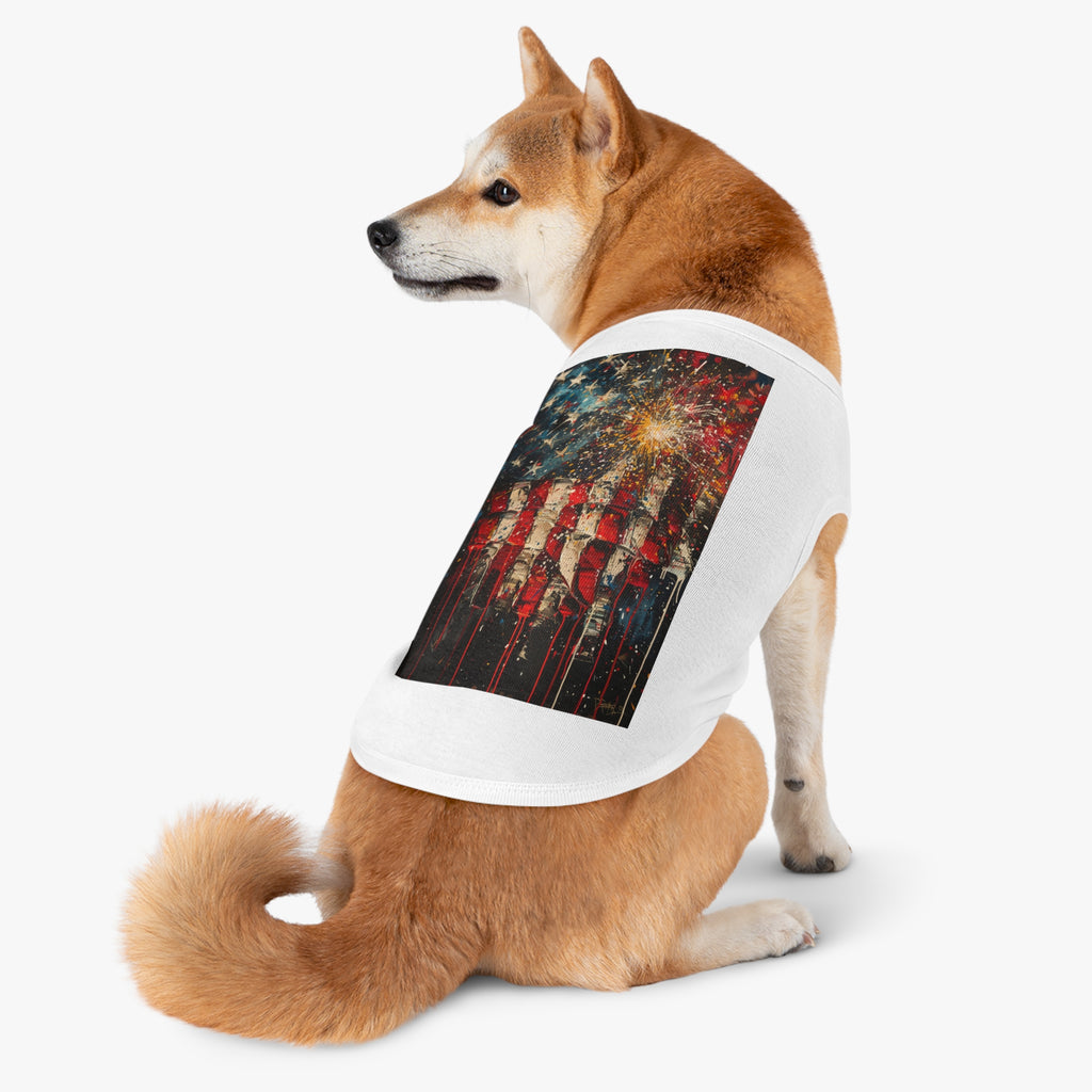 Patriotic Fireworks American Flag Pet Tank Top