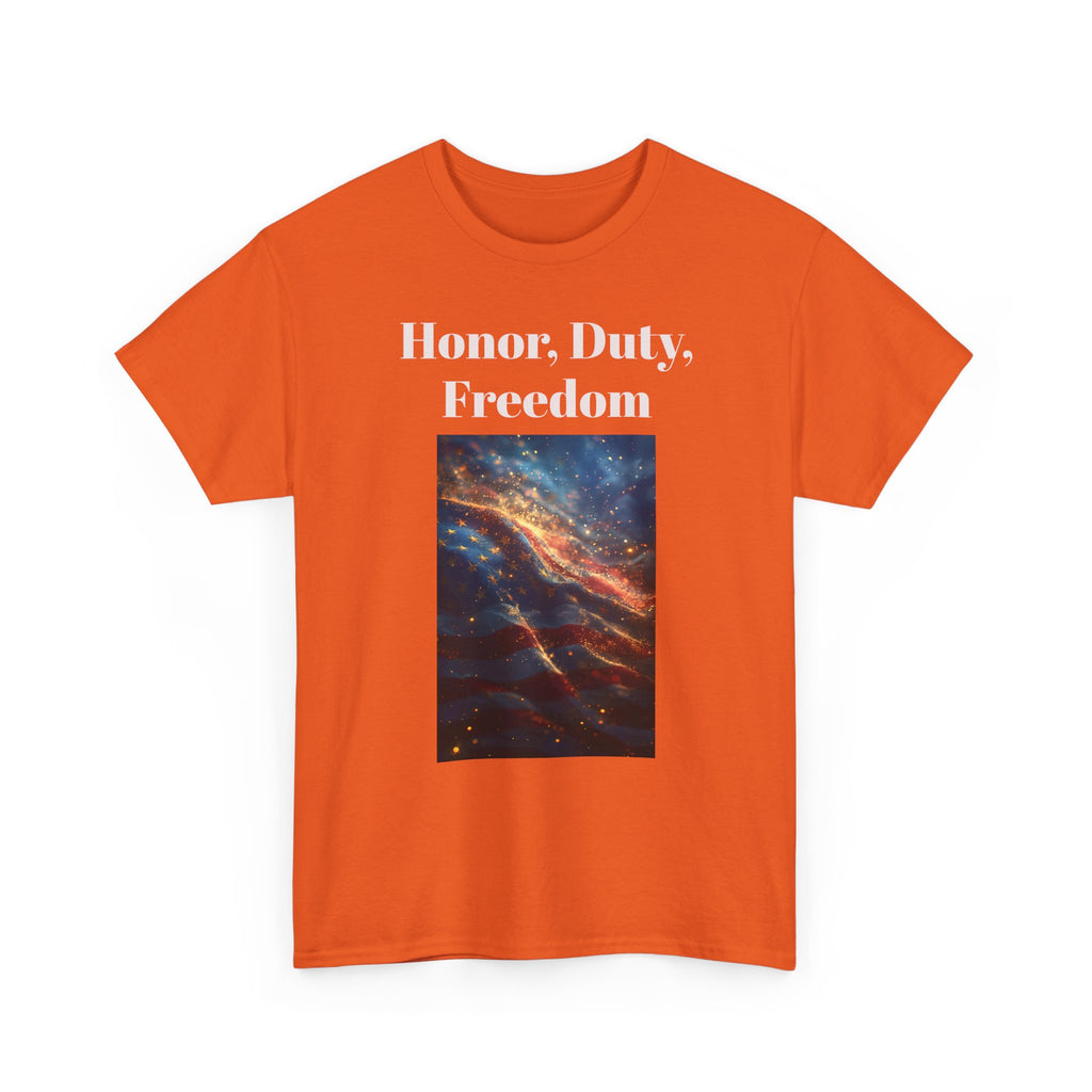 Honor, Duty, Freedom T-Shirt - Patriotic American Flag Galaxy Tee
