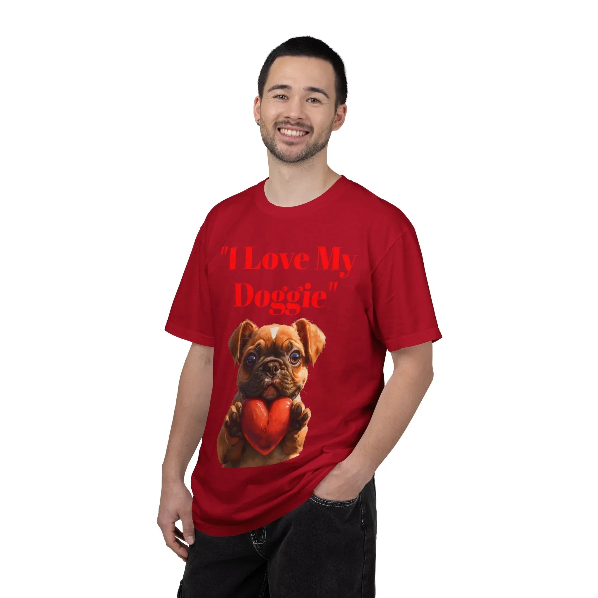 Cute French Bulldog Puppy Holding Red Heart T-shirt | Dog Lover Cartoon - 250 USA Celebration