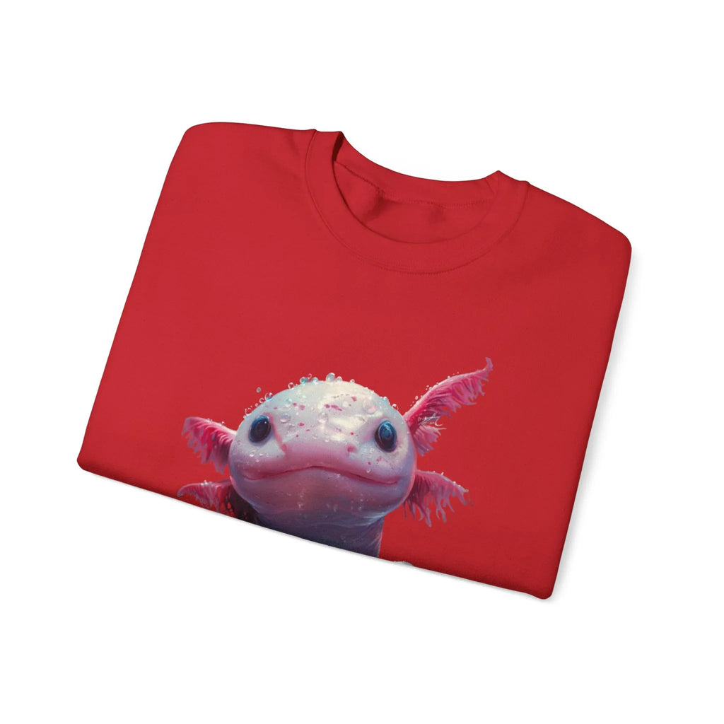 Pink Axolotl Illustration Sweatshirt | Cute Amphibian Art, Pastel Watercolor - 250 USA Celebration
