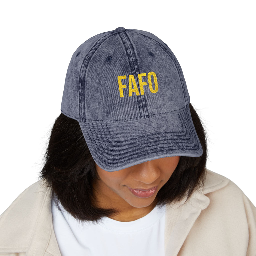 Vintage Embroidered Cap — FAFO Distressed Baseball Hat