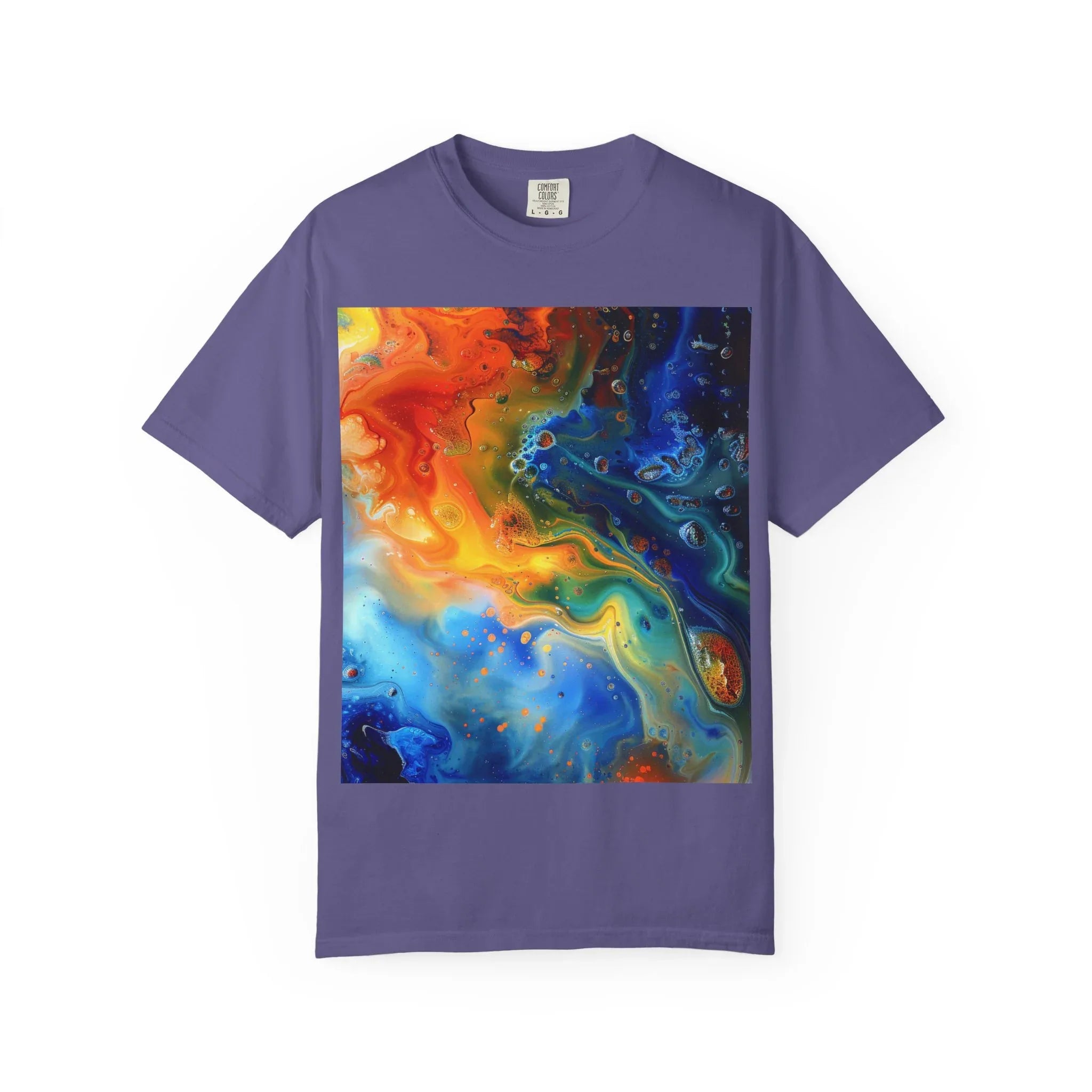 Colorful Abstract Swirl T-Shirt, psychedelic design blooms with surreal depth, blending free-flowing lines and bold swirls - 250 USA Celebration