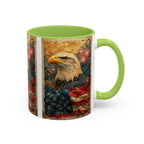 Bald Eagle with Tattered American Flag Coffee Mug | Fireworks Patriotic 11oz 15oz - 250 USA Celebration