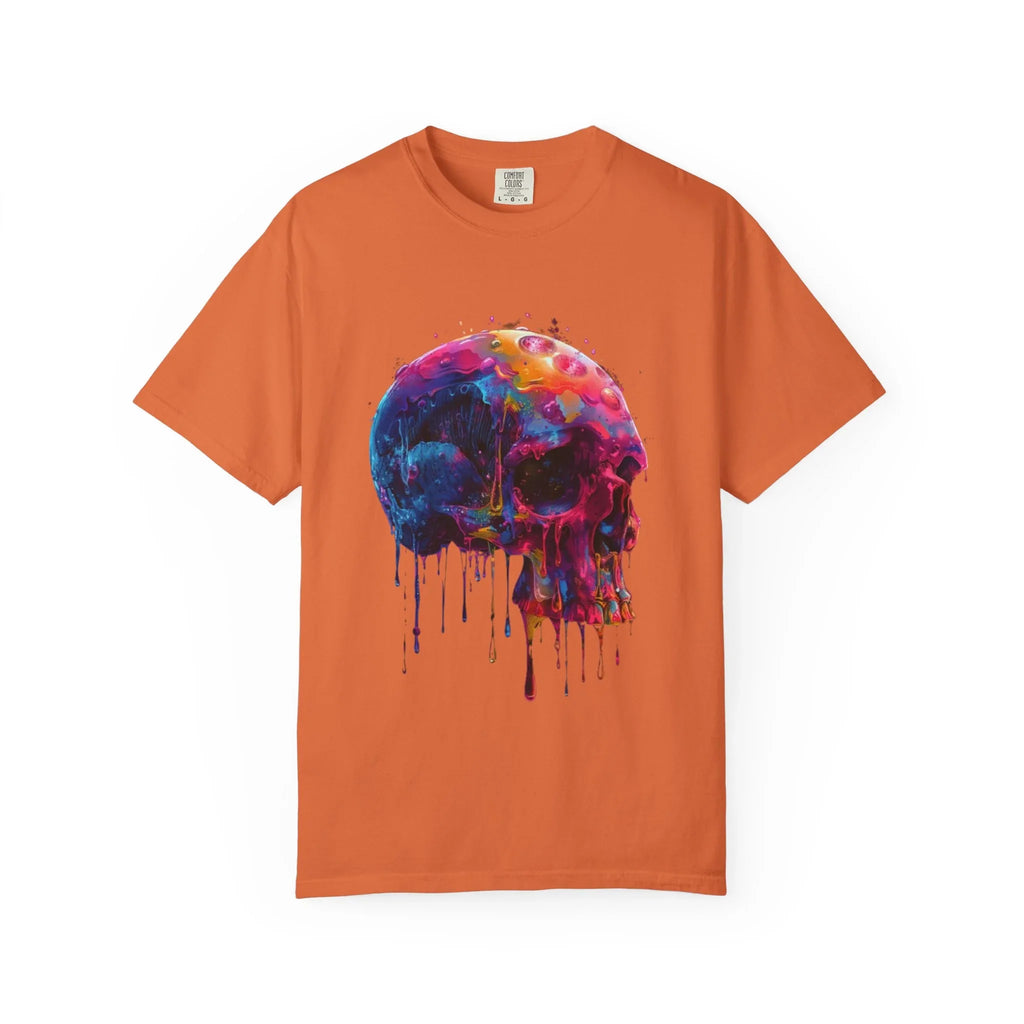 Colorful Drip Skull T-shirt | Watercolor Skull Shirt, Artistic Gothic Tee - 250 USA Celebration