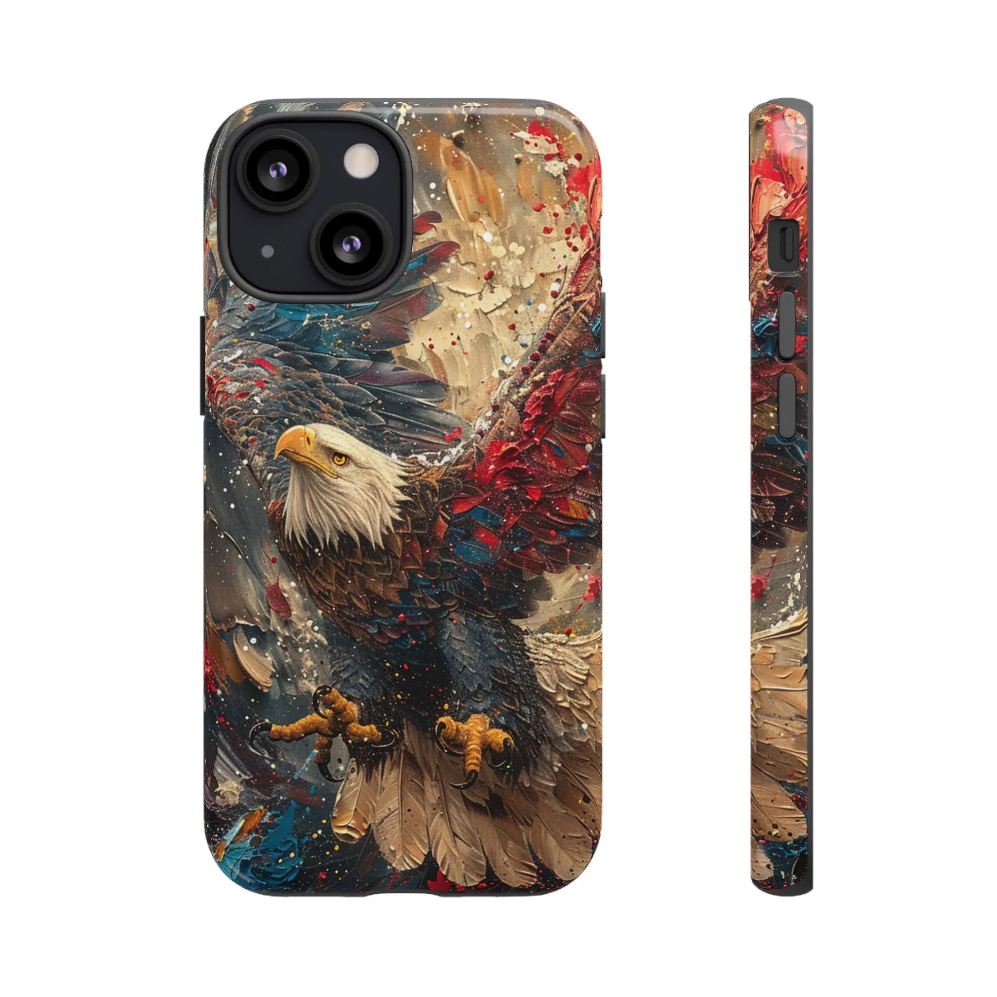 Patriotic Bald Eagle Tough Case | iPhone Phone Case, Red Blue Feather Art - 250 USA Celebration