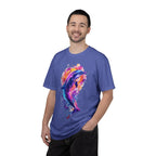 Colorful Watercolor Dolphin T-shirt | Vibrant Ocean Dolphin Tee Chrome Y2K Fantasy Dolphins & Butterflies T-Shirt | Airbrushed Liquid Metal - 250 USA Celebration