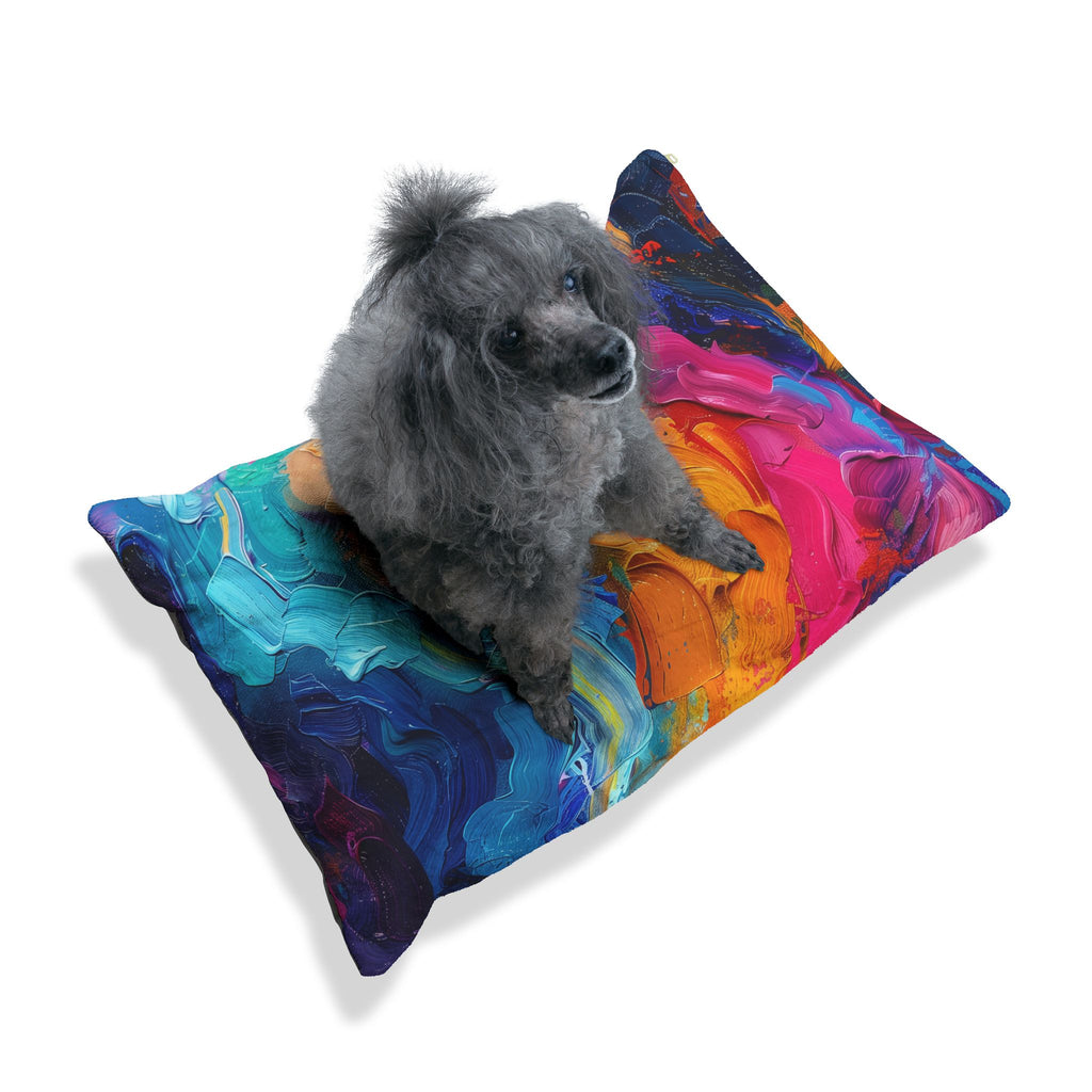 Abstract Rainbow Pet Bed — Colorful Swirl Dog & Cat Cushion