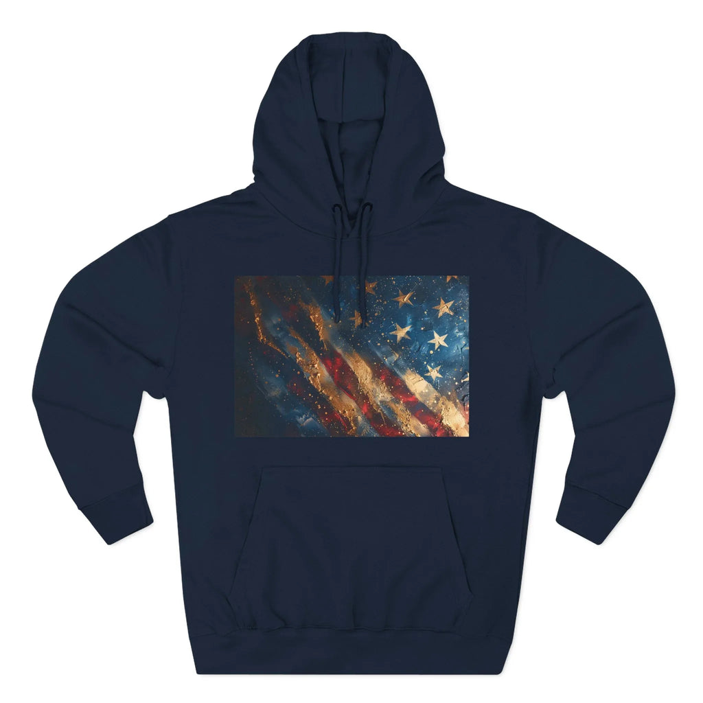 Distressed American Flag Hoodie | Vintage USA Stars Stripes Pullover - 250 USA Celebration