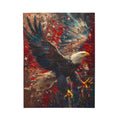 Patriotic Eagle Artwork Velveteen Plush Blanket | Flying Bald Eagle Illustration