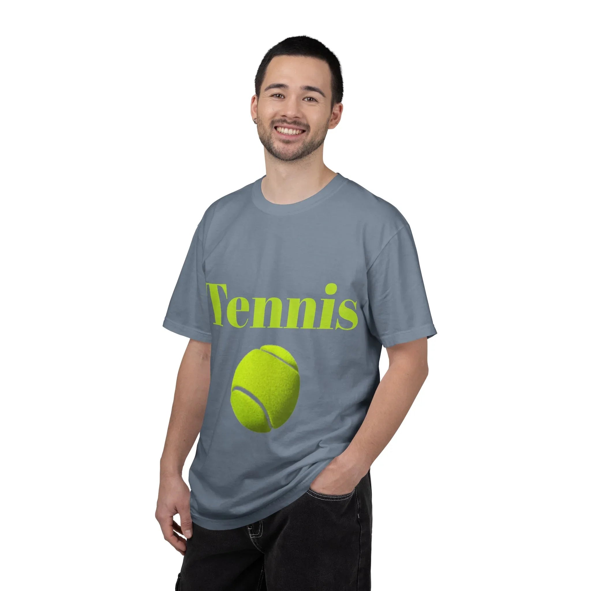 Tennis Ball Graphic Tee | Tennis Shirt, Neon Green Text - 250 USA Celebration