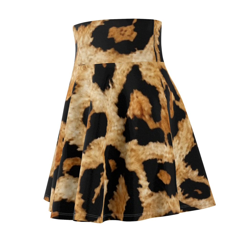 Coastal Leopard Print Skater Skirt — Women’s High-Waisted Flared Mini
