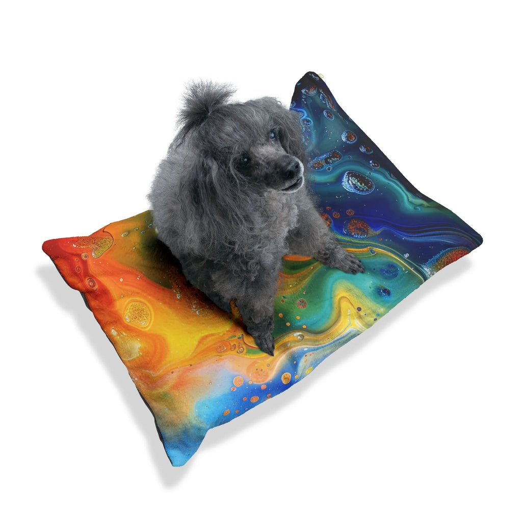 Colorful Abstract Pour Art Pet Bed | Swirl Galaxy Print - 250 USA Celebration