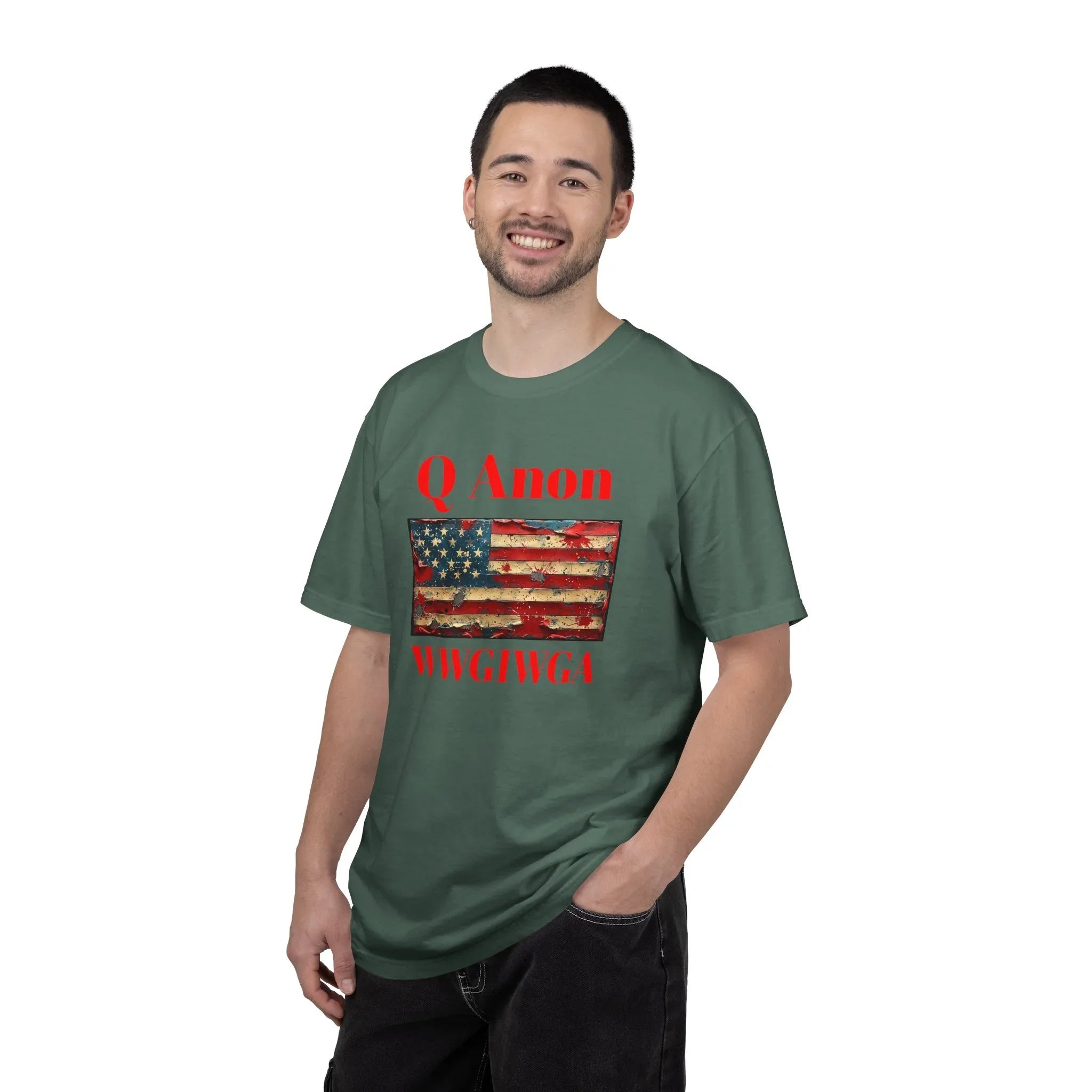 Q Anon WWG1WGA T-Shirt | American Flag Graphic Tee - 250 USA Celebration
