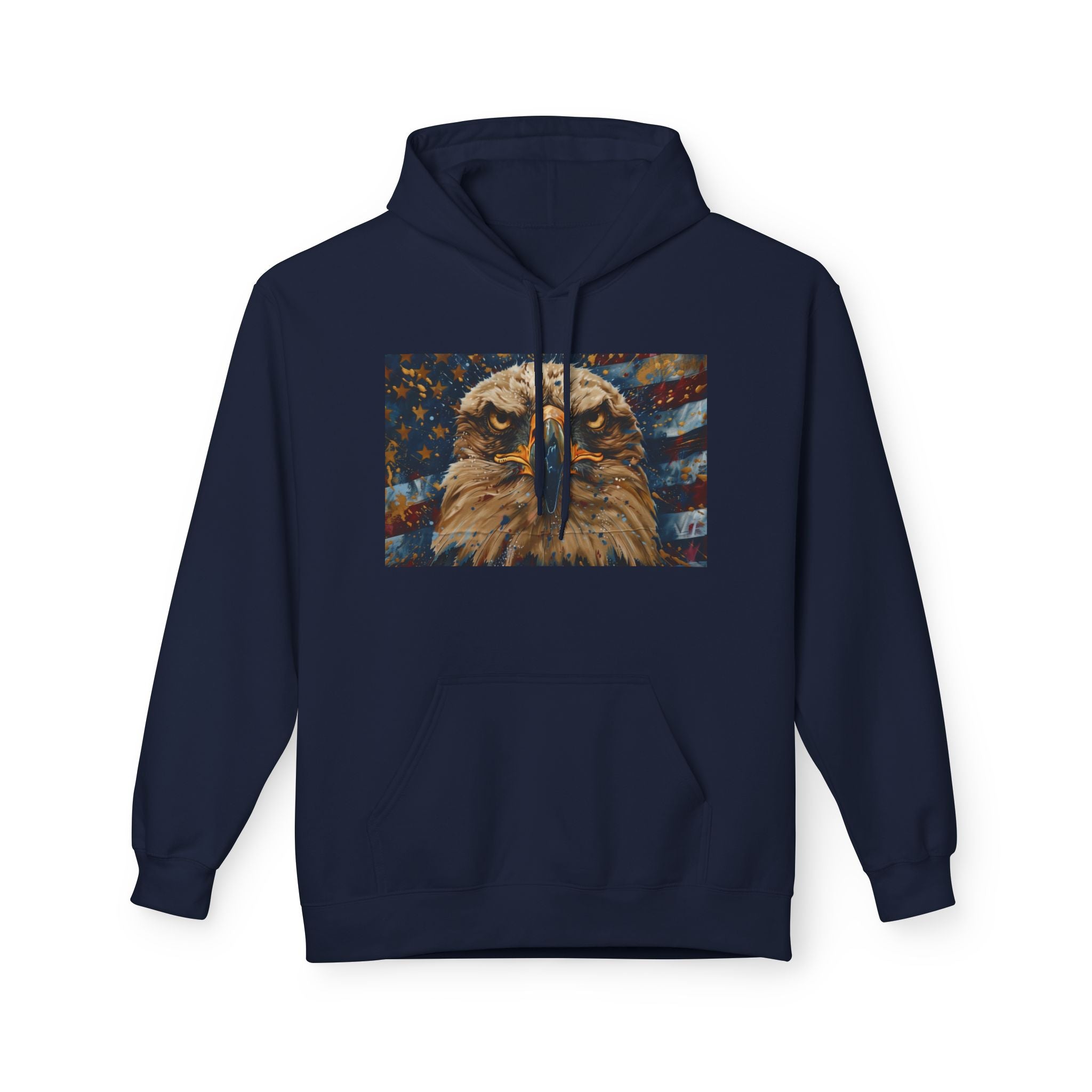 Patriotic Eagle Hoodie — American Flag Bald Eagle with "1776 - 2026" Back Print