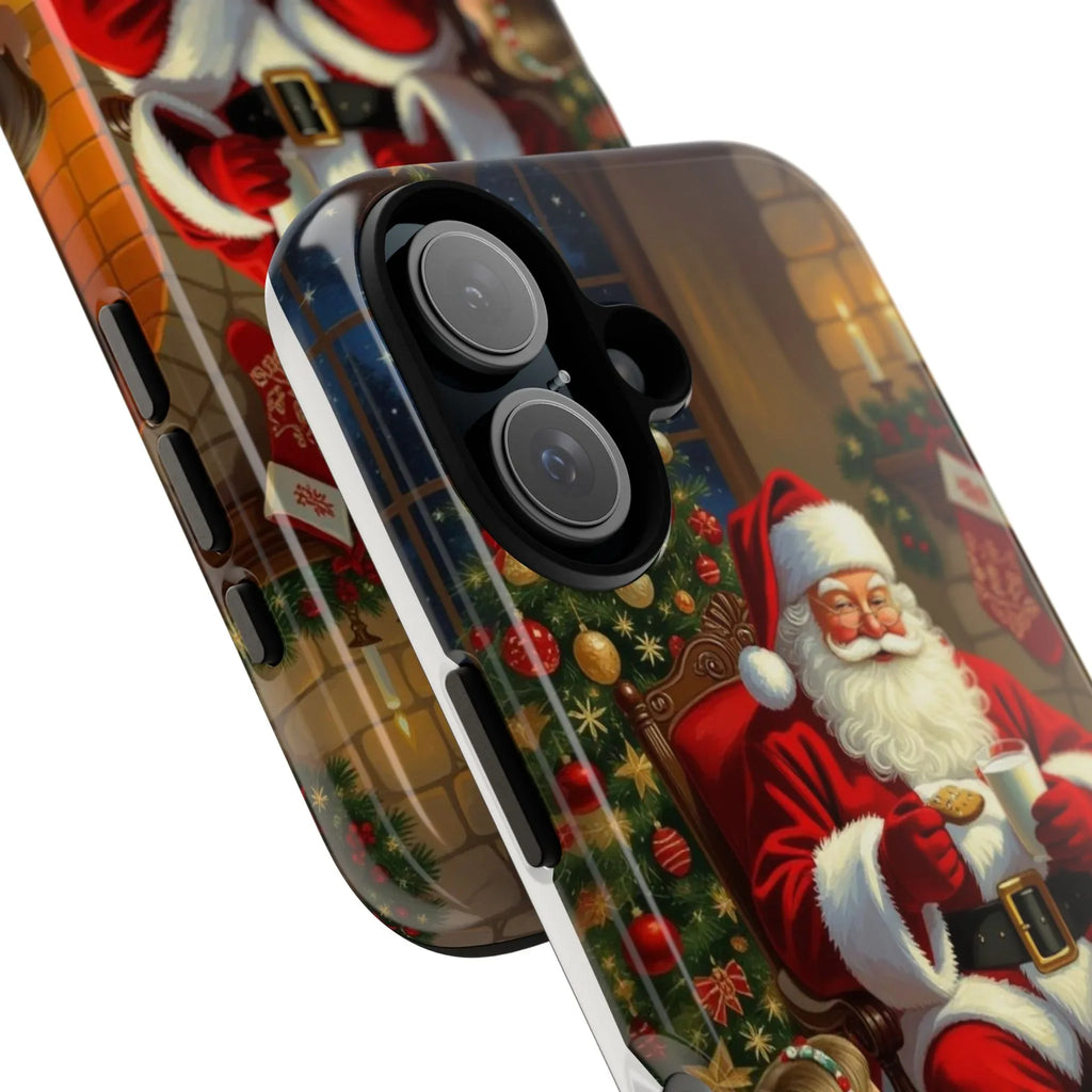 Santa Claus Storytime Tough Phone Case | Christmas holiday scene, kids and cookies - 250 USA Celebration