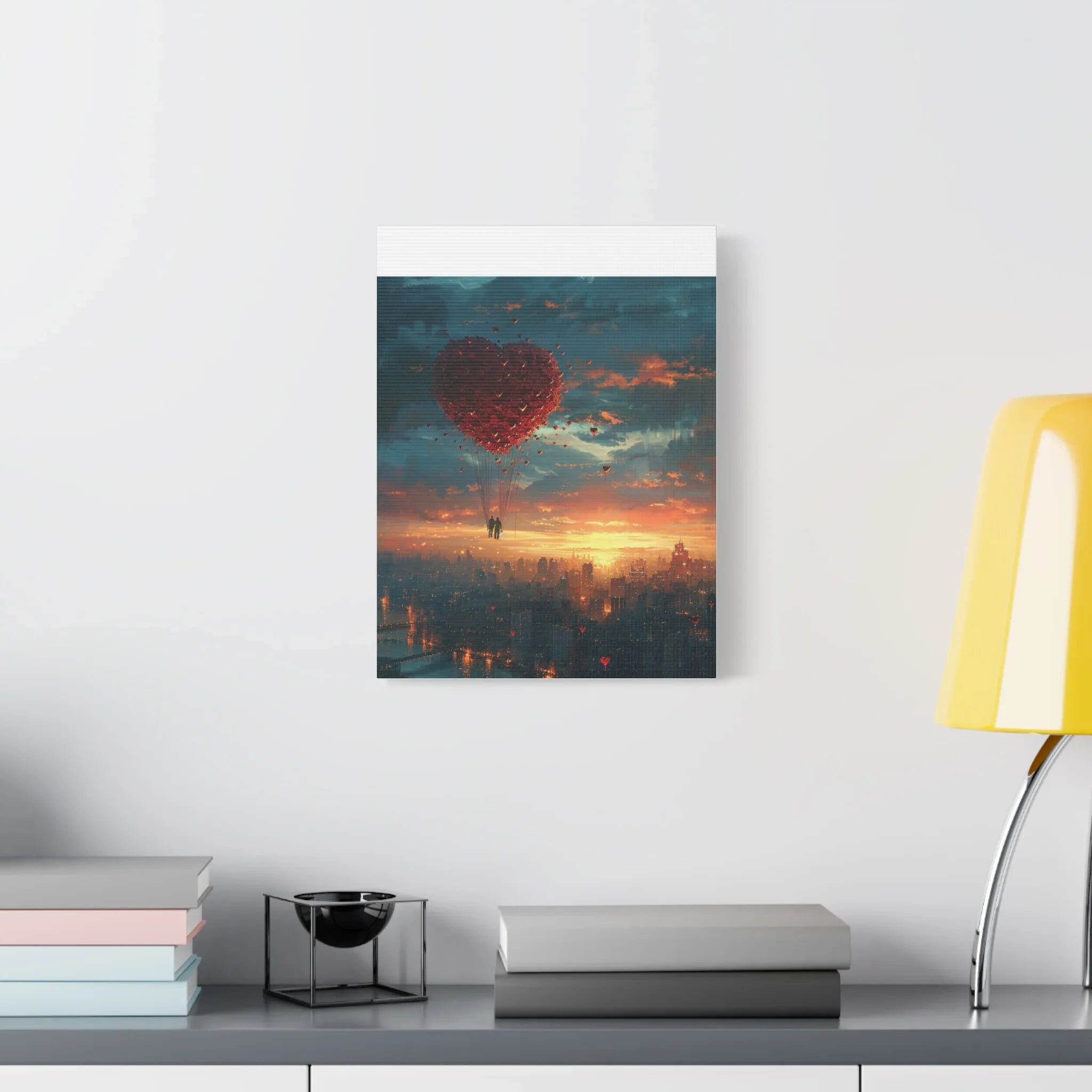 Romantic Canvas Wall Art, Love, Heart Balloon Art, Gift for Couples, Valentines Wall Decor, Valentine's Day Women's Merchandise, Valentines - 250 USA Celebration