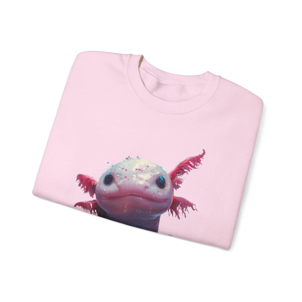 Pink Axolotl Illustration Sweatshirt | Cute Amphibian Art, Pastel Watercolor - 250 USA Celebration