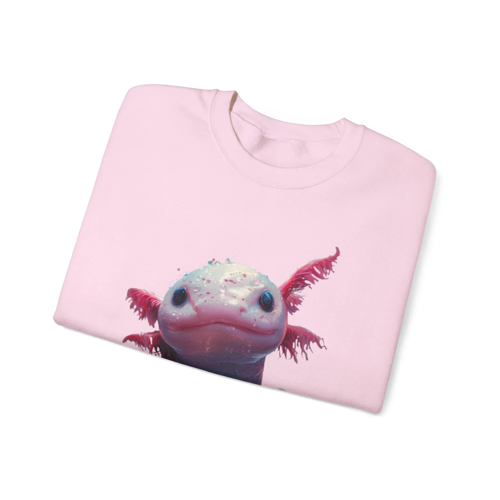 Pink Axolotl Illustration Sweatshirt | Cute Amphibian Art, Pastel Watercolor - 250 USA Celebration
