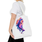 Colorful Watercolor Dolphin Tote Bag | Vibrant Splash Ocean Art - 250 USA Celebration
