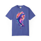 Colorful Watercolor Dolphin T-shirt | Vibrant Ocean Dolphin Tee Chrome Y2K Fantasy Dolphins & Butterflies T-Shirt | Airbrushed Liquid Metal - 250 USA Celebration