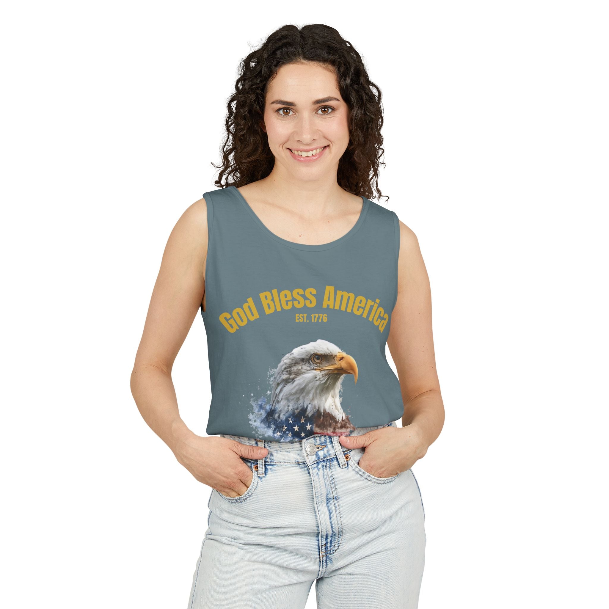 America 250 Tank Top | Official 250th Anniversary Edition American Bald Eagle watercolor flag Tank Top | Patriotic Eagle design