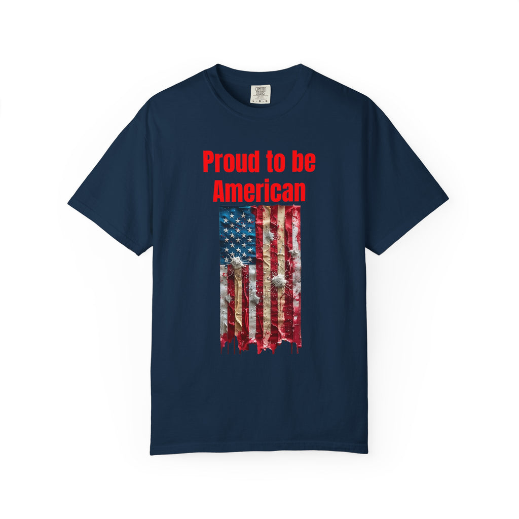 Proud to be American T-Shirt — Distressed Flag Patriotic Tee for 4th of July