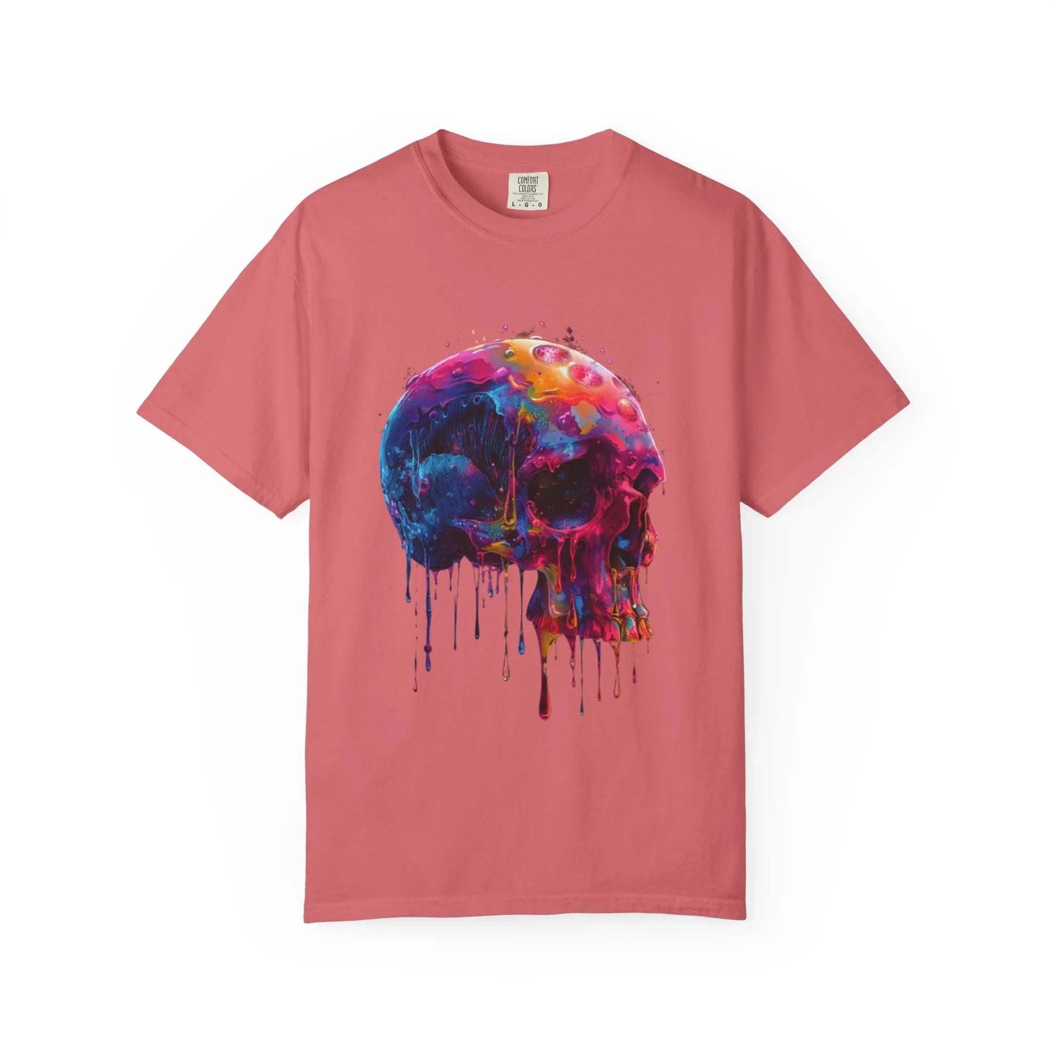 Colorful Drip Skull T-shirt | Watercolor Skull Shirt, Artistic Gothic Tee - 250 USA Celebration
