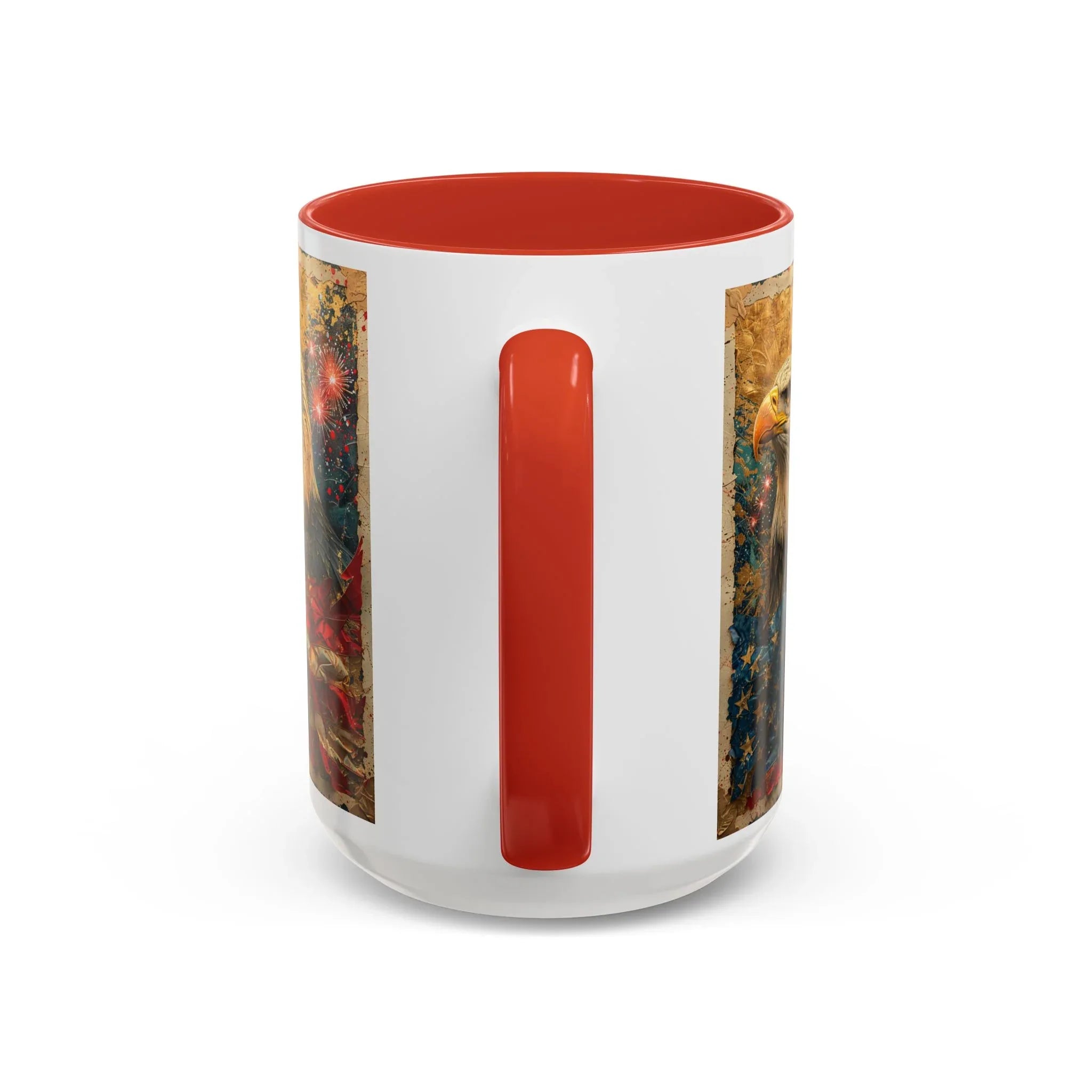 Bald Eagle with Tattered American Flag Coffee Mug | Fireworks Patriotic 11oz 15oz - 250 USA Celebration