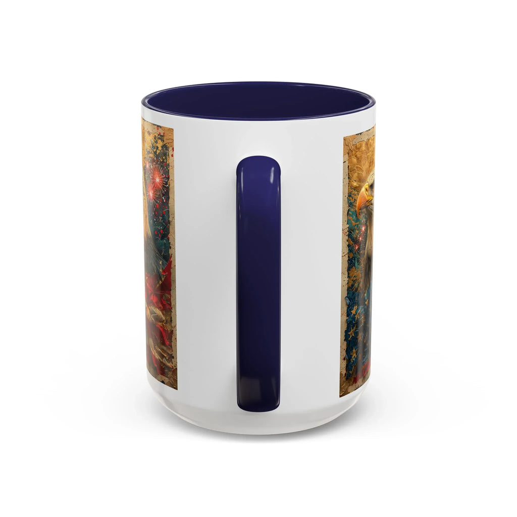 Bald Eagle with Tattered American Flag Coffee Mug | Fireworks Patriotic 11oz 15oz - 250 USA Celebration