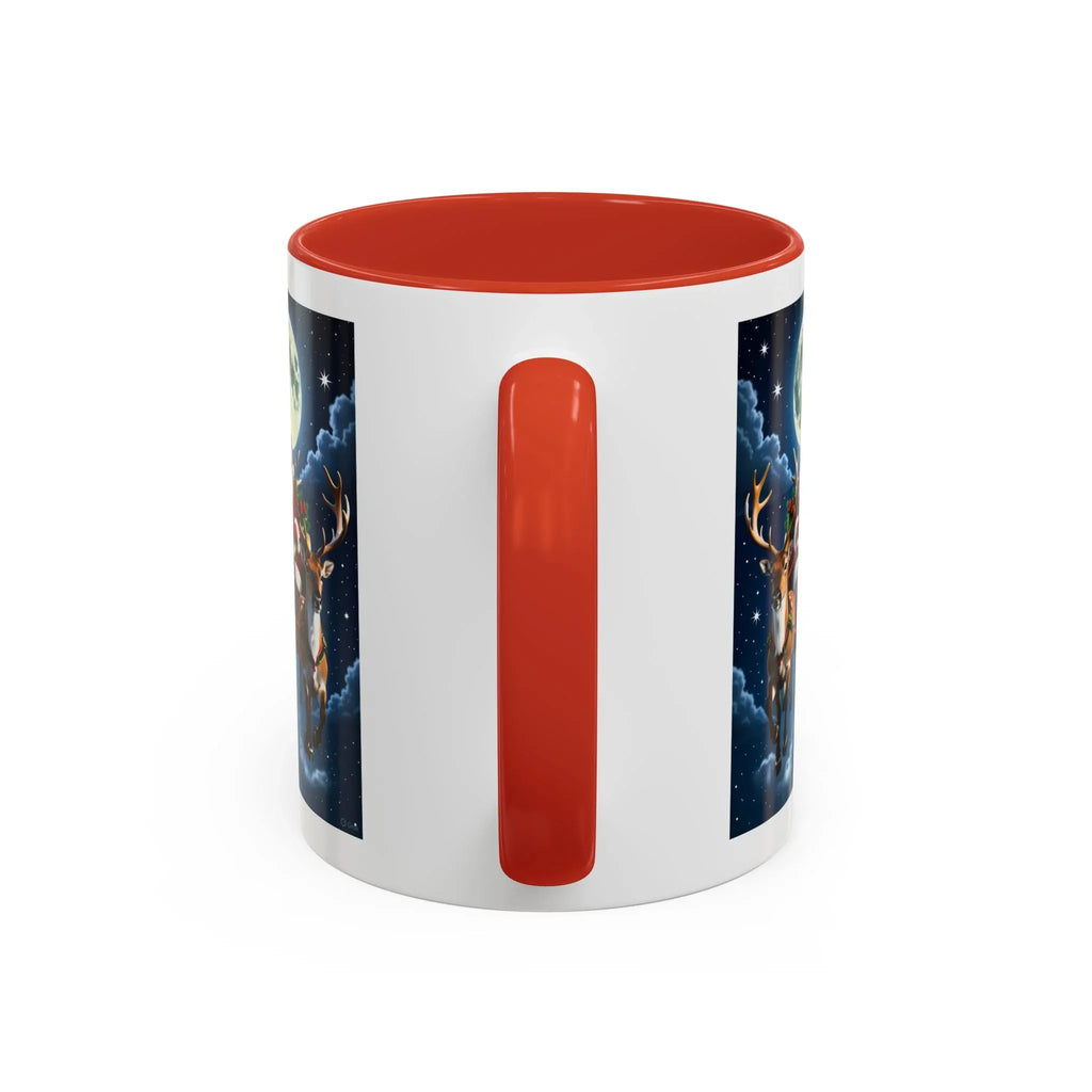 Santa Sleigh with Reindeer Coffee Mug | Christmas Moon Accent Mug - 250 USA Celebration