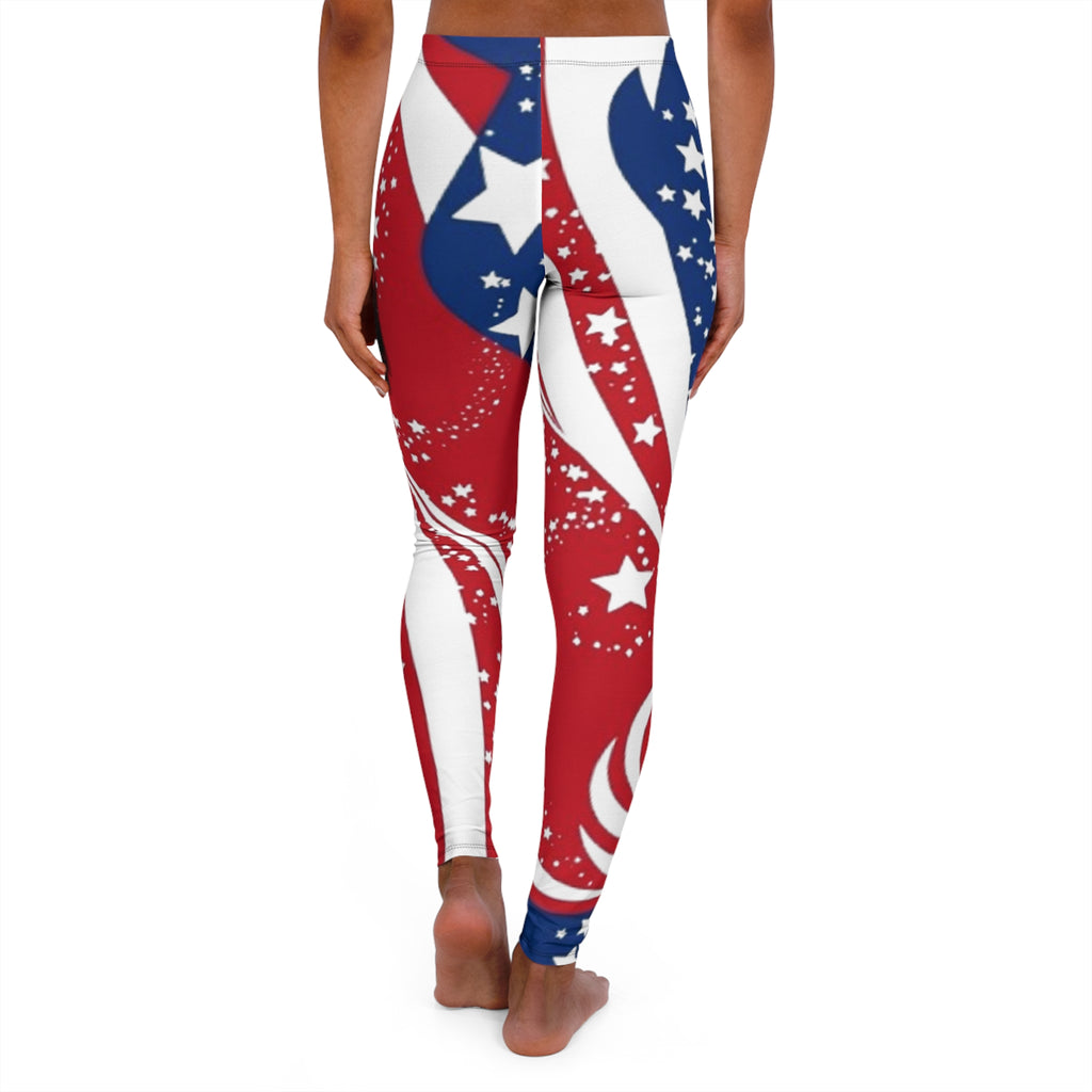 Patriotic Stars Swirls American Flag Spandex Leggings