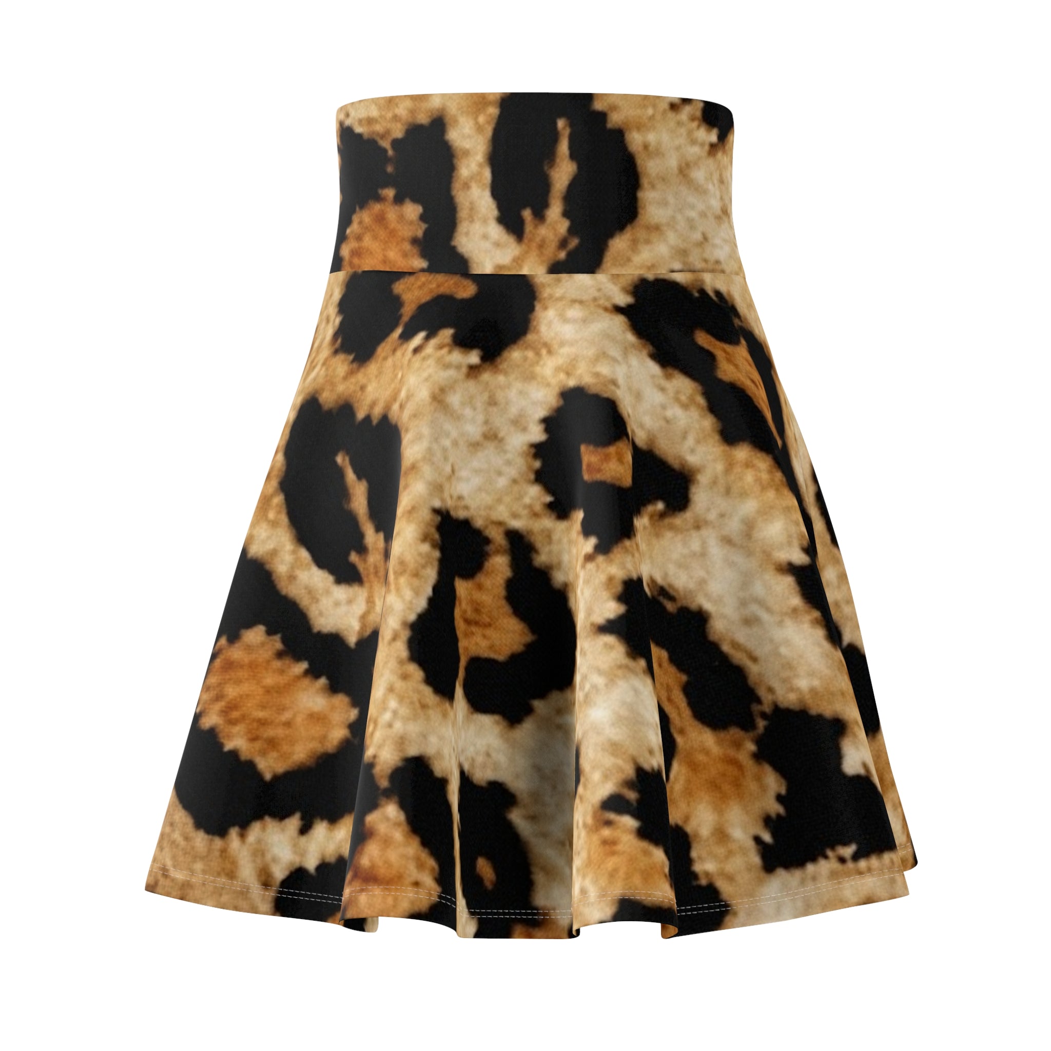 Coastal Leopard Print Skater Skirt — Women’s High-Waisted Flared Mini