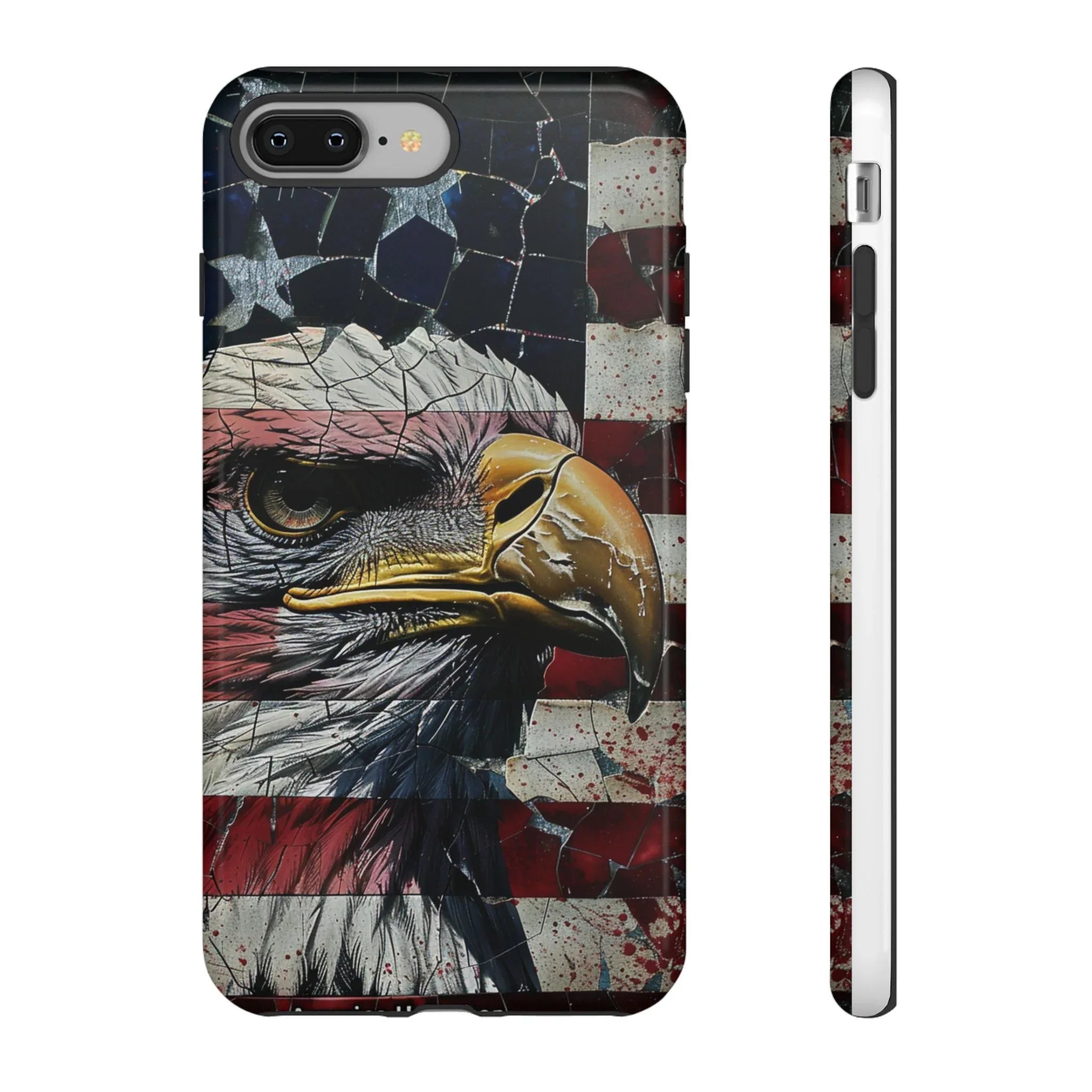 American Flag Bald Eagle phone case | Patriotic iPhone cover, cracked vintage flag design - 250 USA Celebration