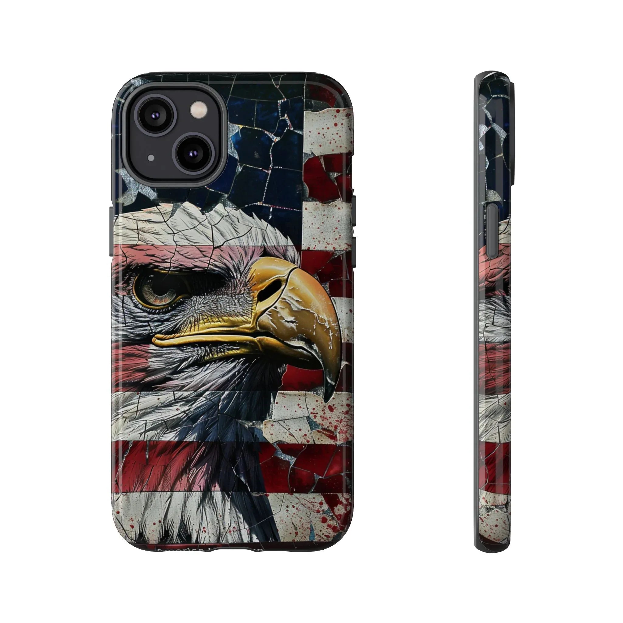American Flag Bald Eagle phone case | Patriotic iPhone cover, cracked vintage flag design - 250 USA Celebration