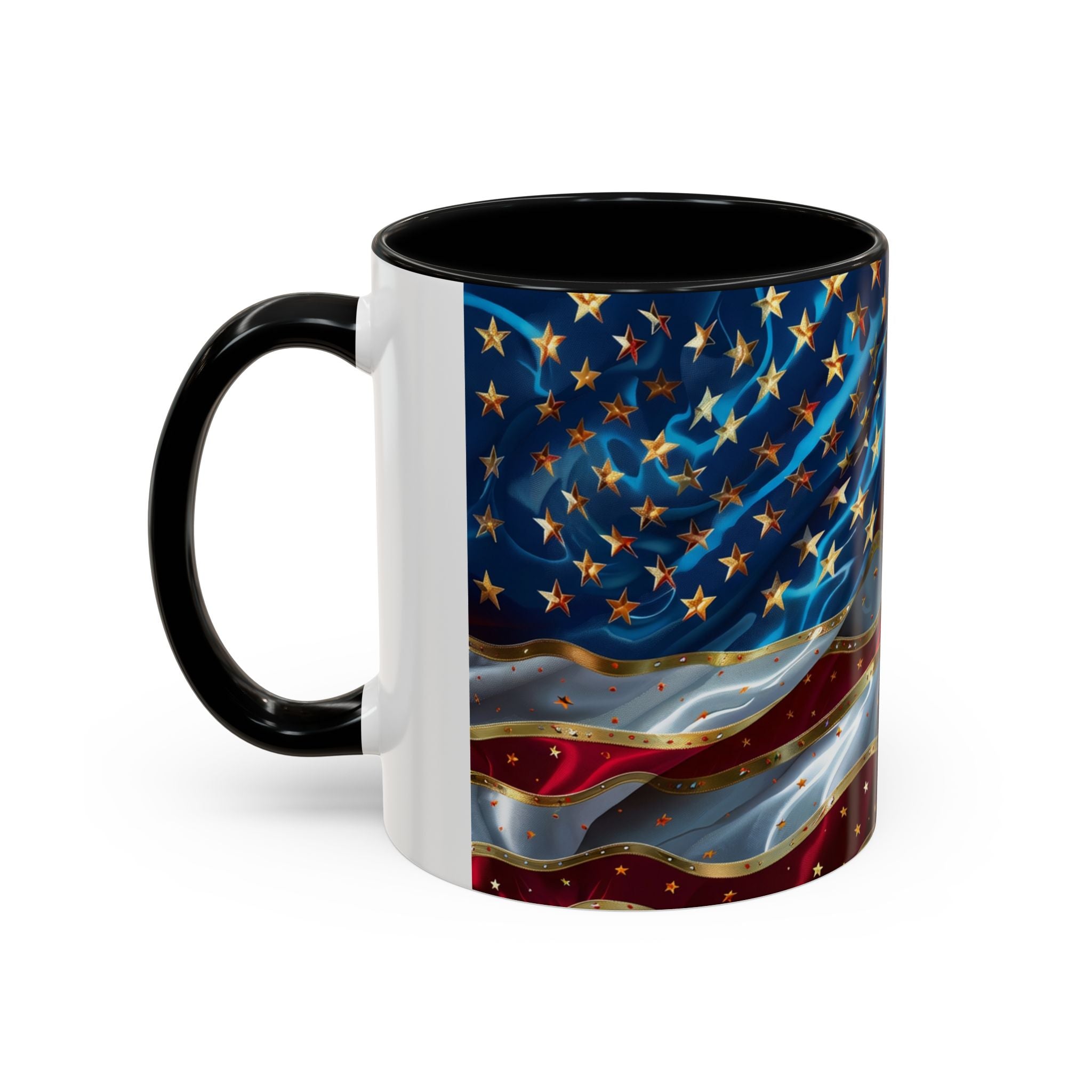 Patriotic American Flag Accent Coffee Mug (11/15oz)