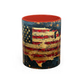 American Flag Map Coffee Mug – Distressed USA Accent Mug (11/15oz)
