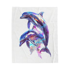 Iridescent Dolphins Velveteen Plush Blanket | Colorful Ocean Art - 250 USA Celebration