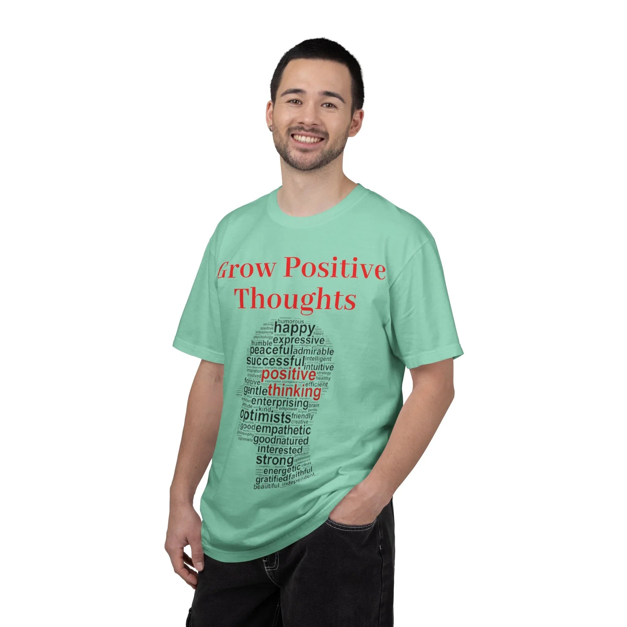 Grow Positive Thoughts T-shirt | Positive Word Cloud Mental Health Tee - 250 USA Celebration