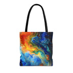 Abstract Fluid Art Tote Bag | Colorful Swirl Beach Bag - 250 USA Celebration