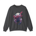 Pink Axolotl Illustration Sweatshirt | Cute Amphibian Art, Pastel Watercolor - 250 USA Celebration
