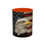 Colorful Mugs (11oz, 15oz) American eagle with American flag, fireworks all around the eagle, patriotic themed - 250 USA Celebration