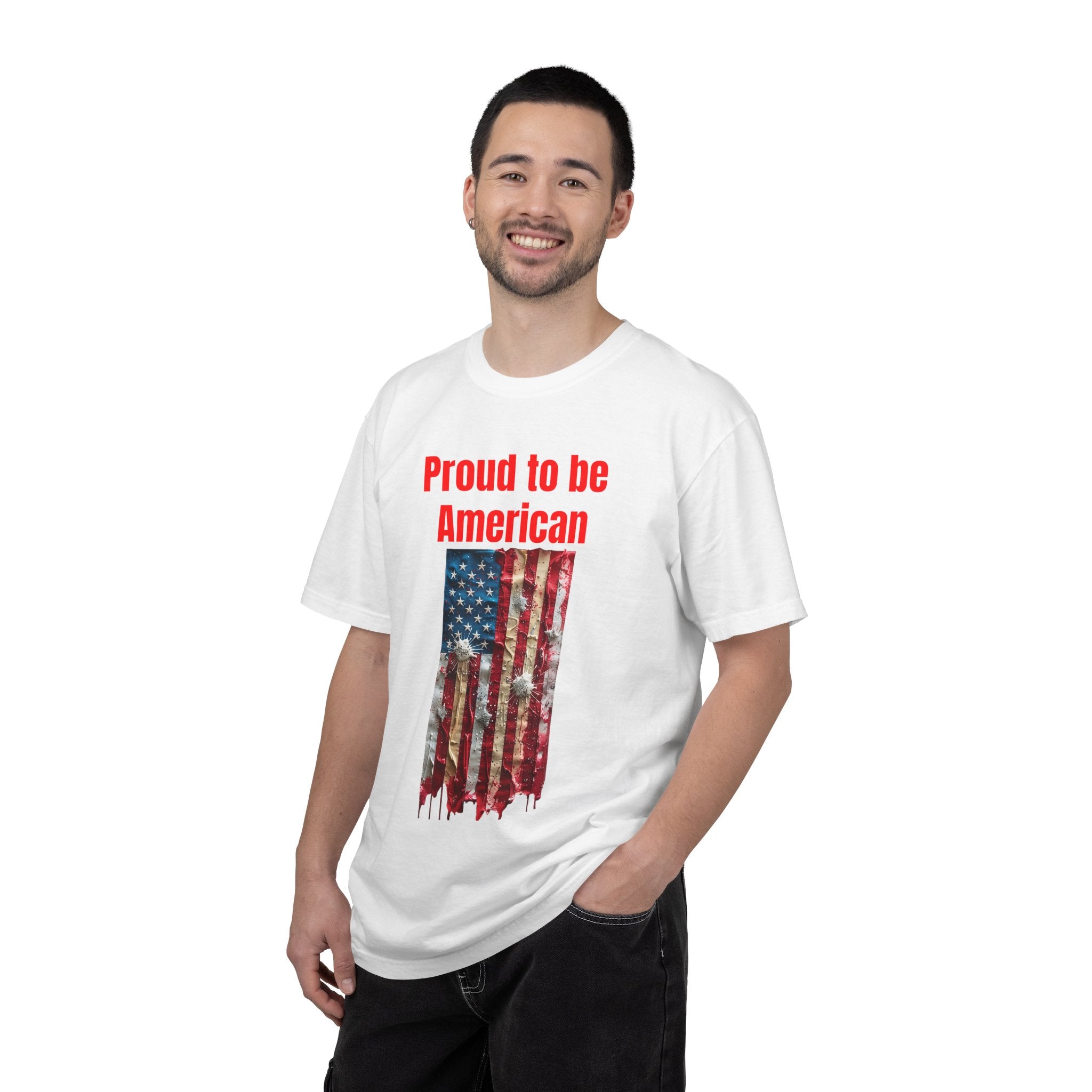 Proud to be American T-Shirt — Distressed Flag Patriotic Tee for 4th of July